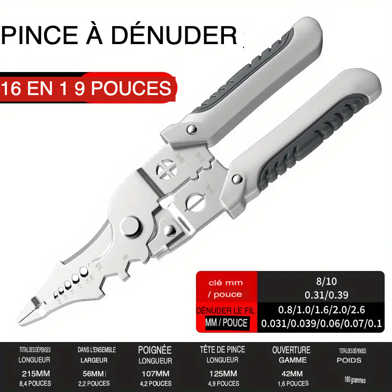 Dénudeur de Fils Électricien Polyvalent - Acier Chrome Vanadium