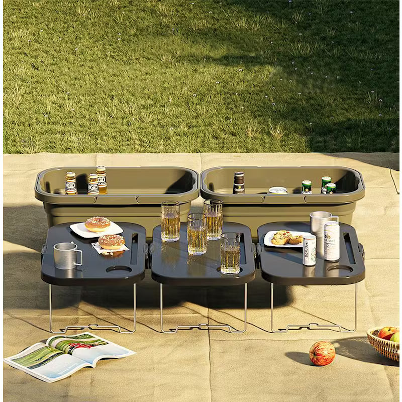 Boîte de rangement pliable multifonction avec table portable