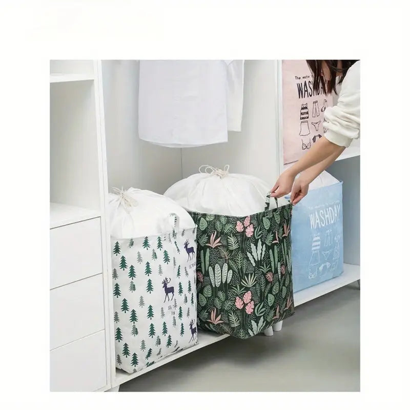 Panier à Linge avec Boîte de Rangement Zippée