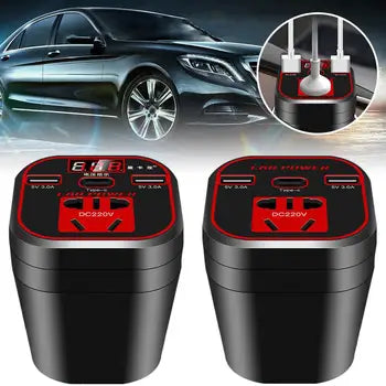 Convertisseur inverseur de type tasse monté sur voiture, chargeur QC