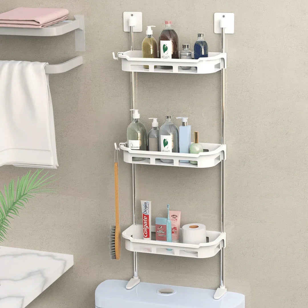 Organisateur de salle de bain à 3 niveaux pour rangement au-dessus des toilettes