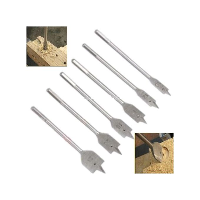 Ensemble de Forets Plats en Acier au Carbone pour BoisLot de 6 Pièces (10-25mm)