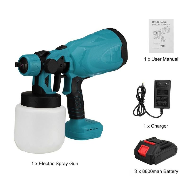 Pistolet de Pulvérisation Sans Fil Haute Puissance avec 3 Batteries et Chargeur Rapide - 48V