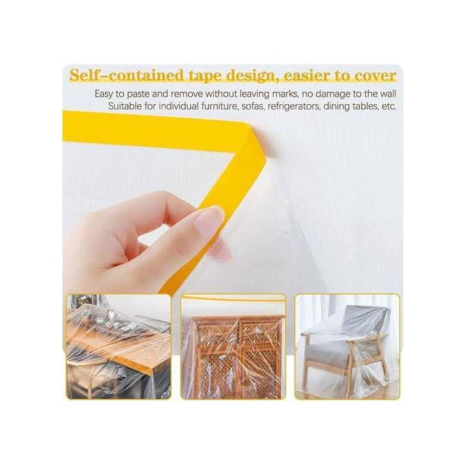 Ruban de protection en plastique multifonction 10 mètres de long sur 3 mètres de large, pour couvrir et protéger diverses surfaces