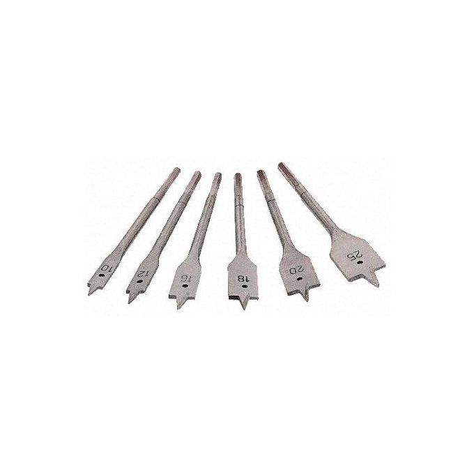 Ensemble de Forets Plats en Acier au Carbone pour BoisLot de 6 Pièces (10-25mm)