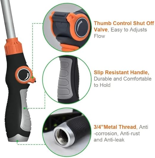 Pistolet d’arrosage multifonction avec poignée ergonomique et jet réglable