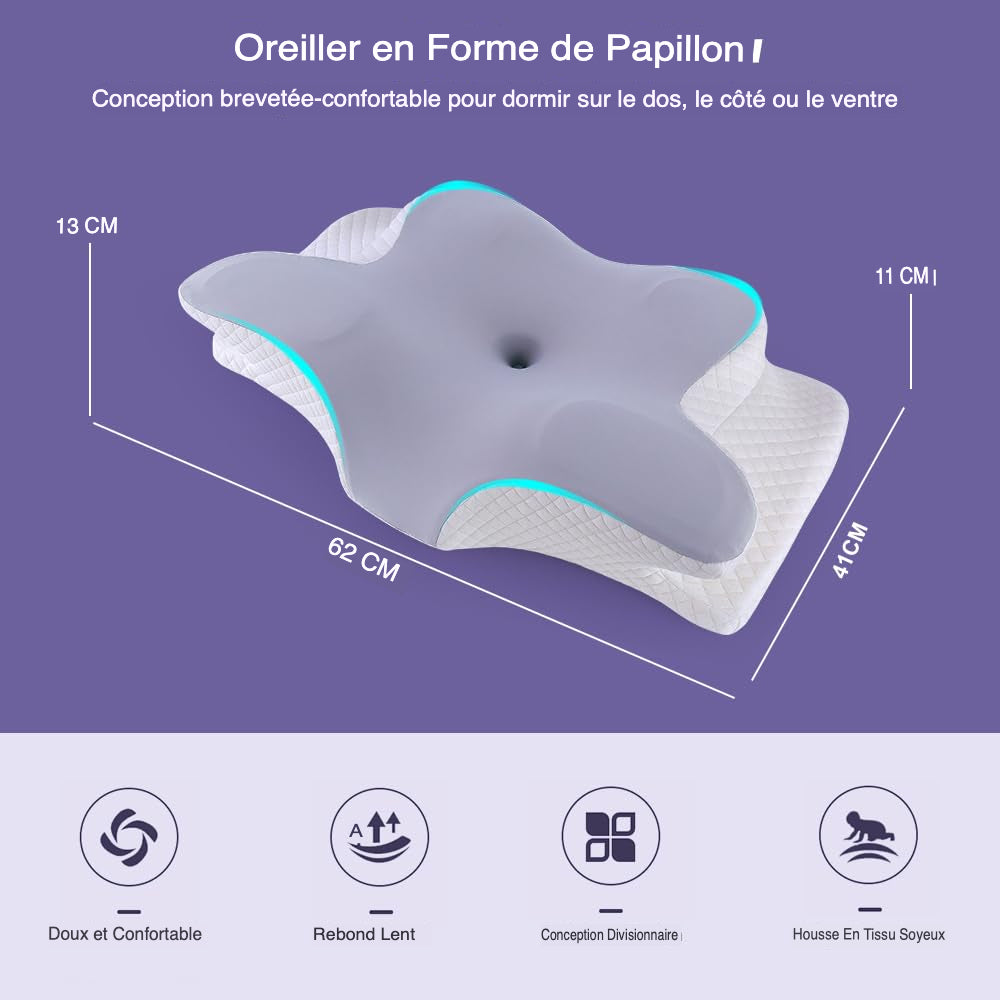 Oreiller Mèdicale Cervical Ergonomique en Mousse à Mémoire de Forme
