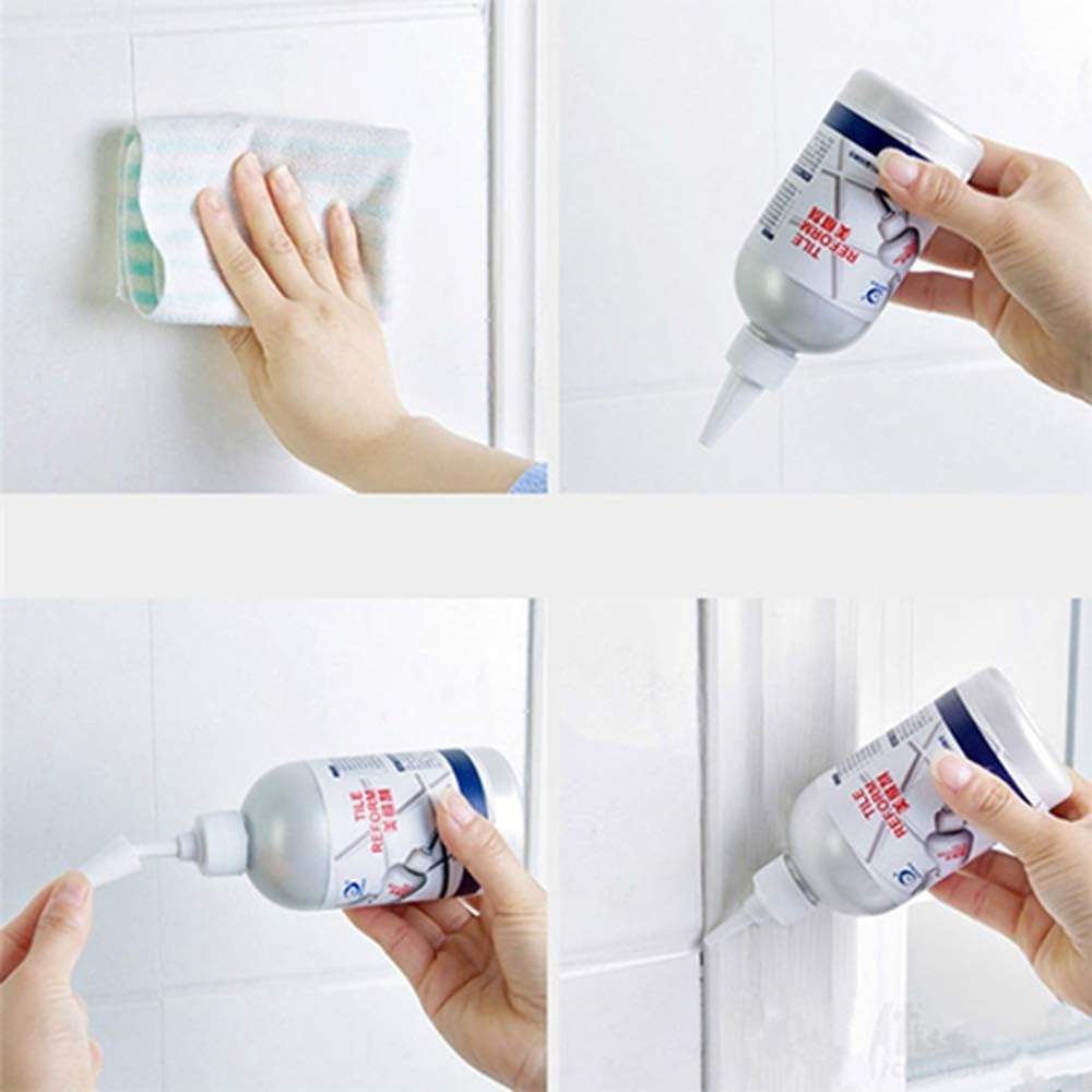 Un réparateur et rénovateur de joints pour carrelage, couleur blanche, en bouteille de 280 ml