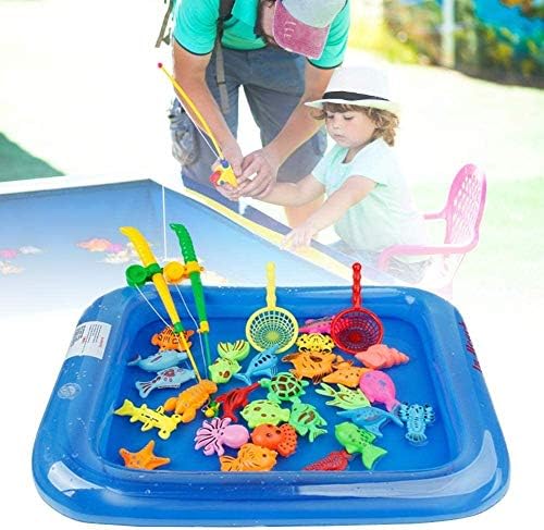 Un jeu de pêche magnétique pour enfants avec bassin gonflable