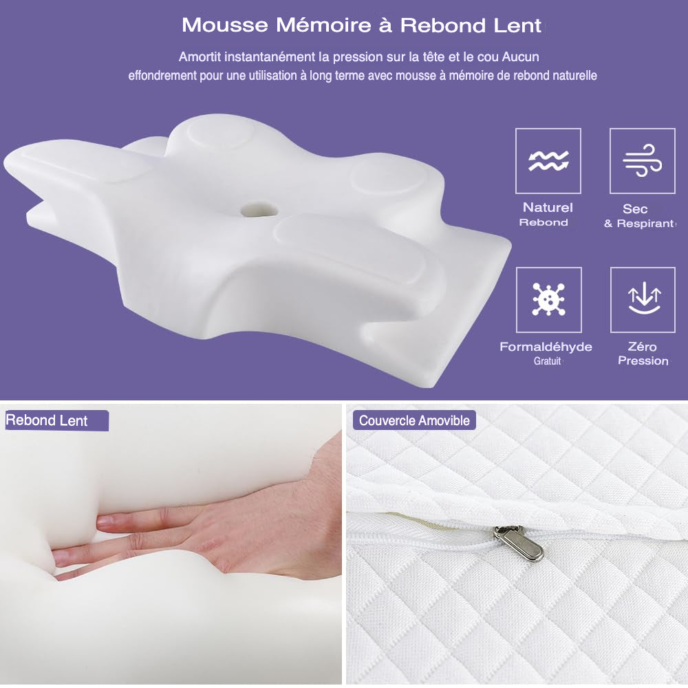 Oreiller Mèdicale Cervical Ergonomique en Mousse à Mémoire de Forme