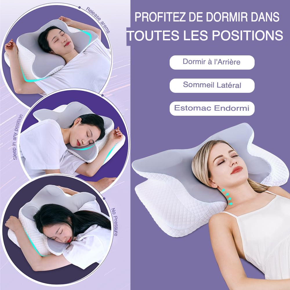 Oreiller Mèdicale Cervical Ergonomique en Mousse à Mémoire de Forme