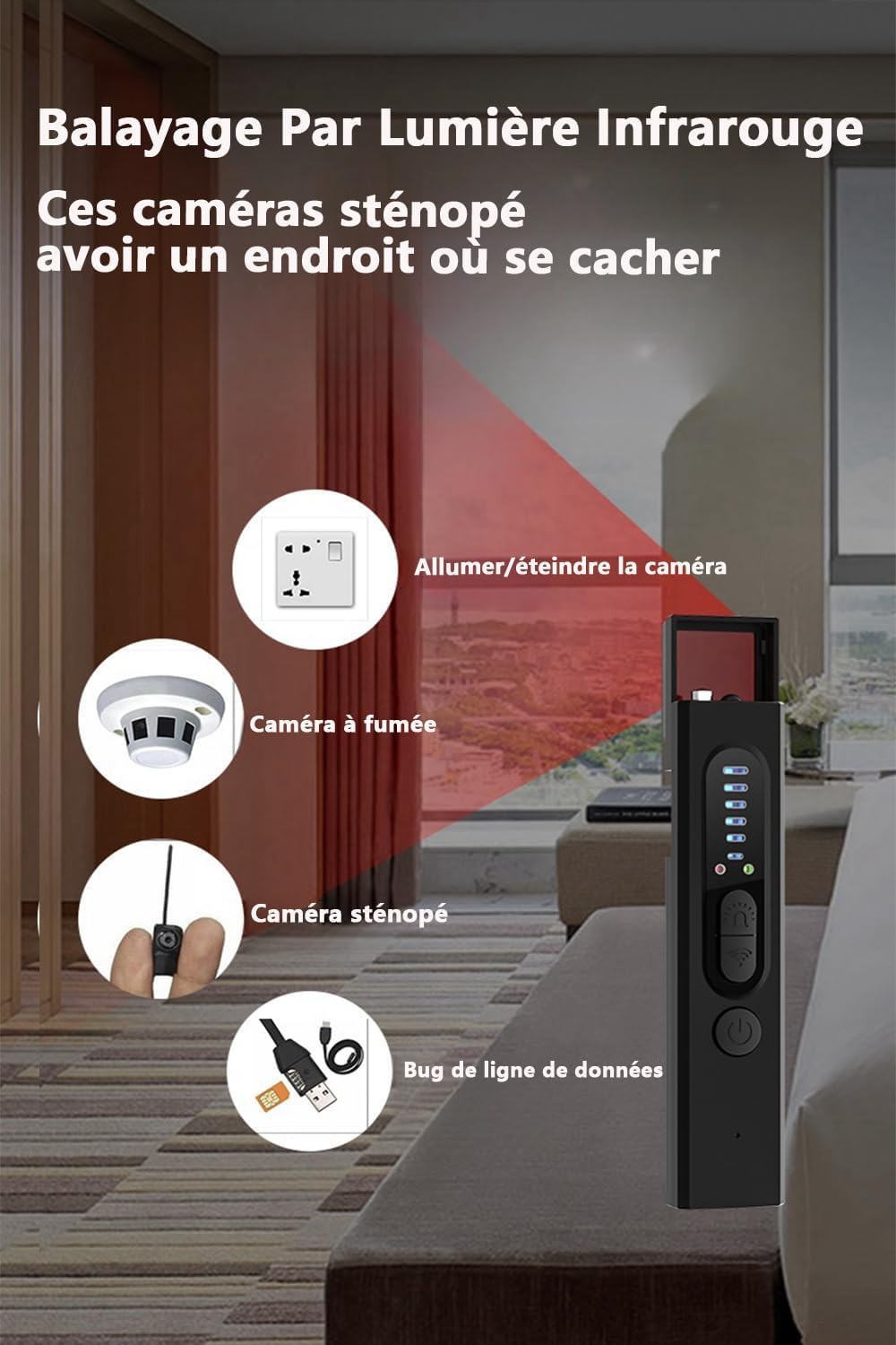 Détecteur caméra anti photo portable détection