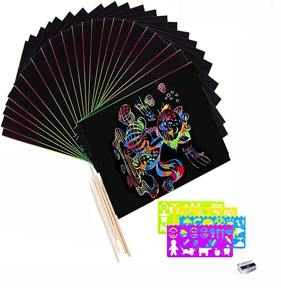 un carnet de dessin magique à gratter (scratch art)