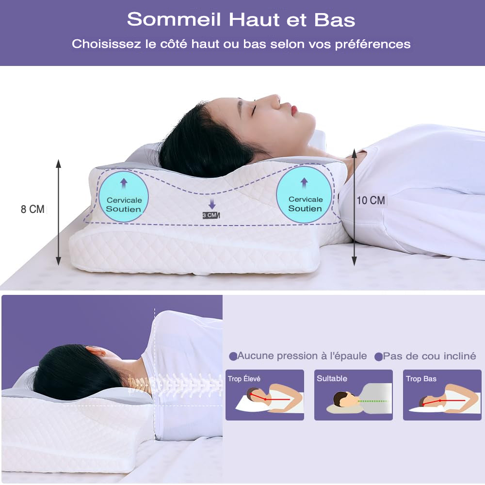 Oreiller Mèdicale Cervical Ergonomique en Mousse à Mémoire de Forme