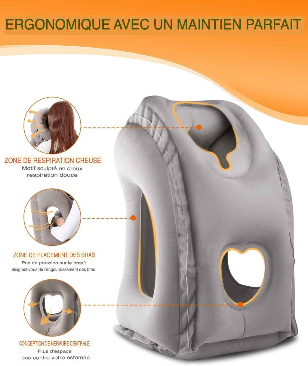Oreiller Gonflable de Voyage - Confort Ergonomique pour Tous Vos Déplacements