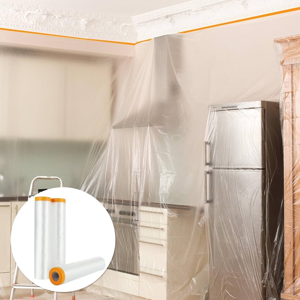 Ruban de protection en plastique multifonction 10 mètres de long sur 3 mètres de large, pour couvrir et protéger diverses surfaces