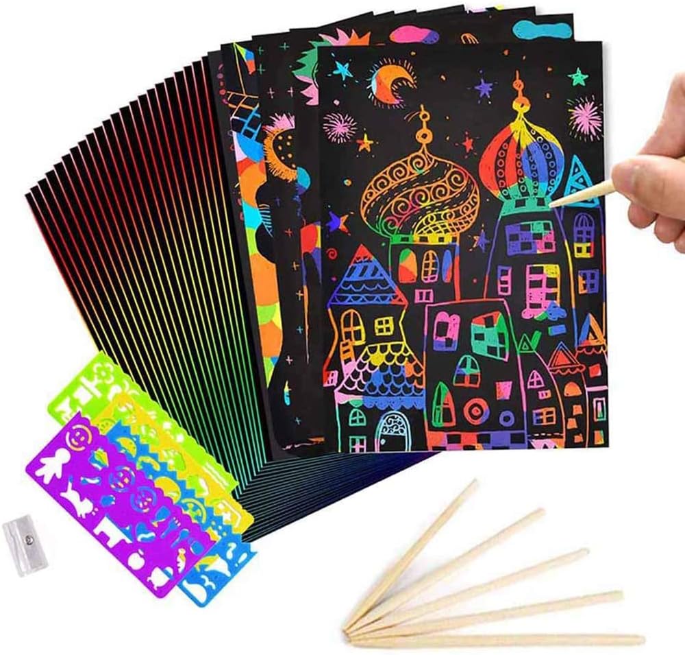un carnet de dessin magique à gratter (scratch art)