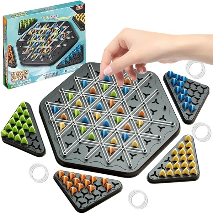 Boîte de jeu de société de table en bande élastique avec échecs en chaîne