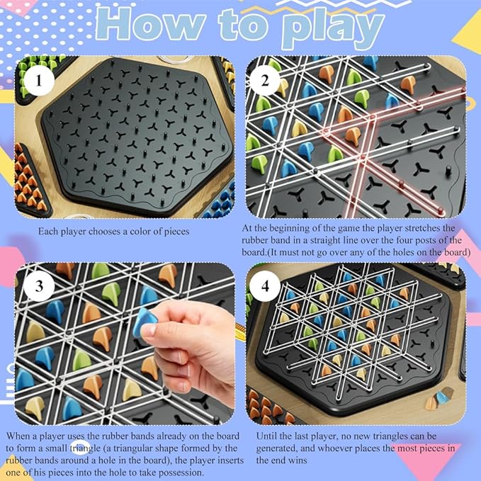 Boîte de jeu de société de table en bande élastique avec échecs en chaîne