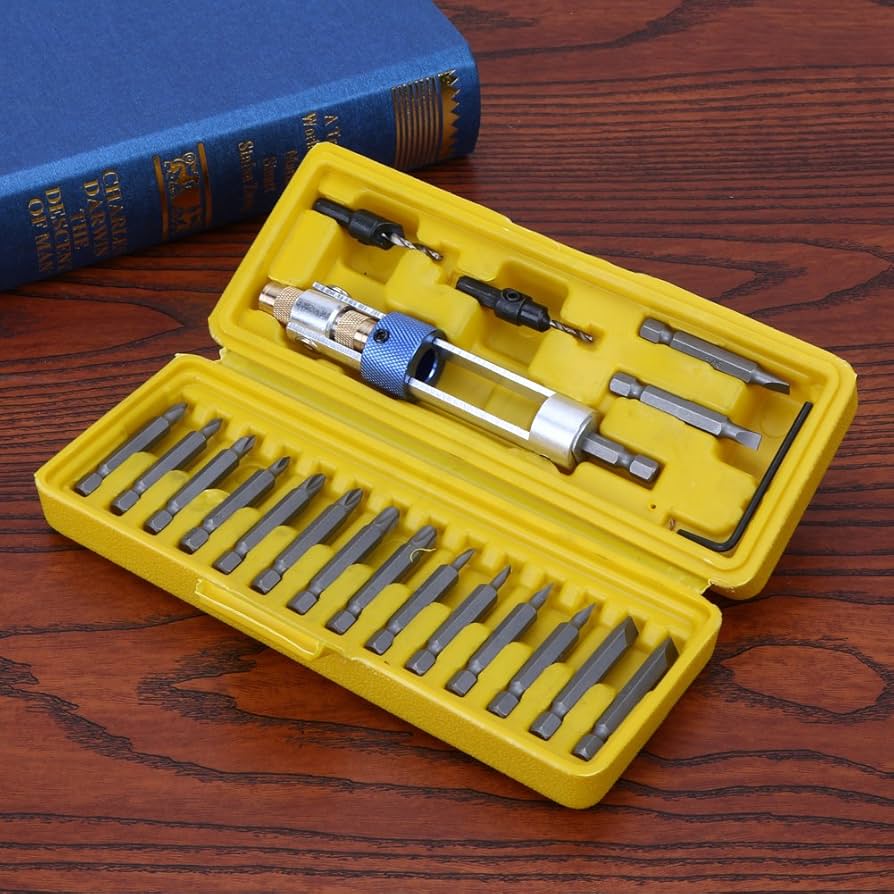Kit d'embouts de vissage multifonction avec support et foret de centrage