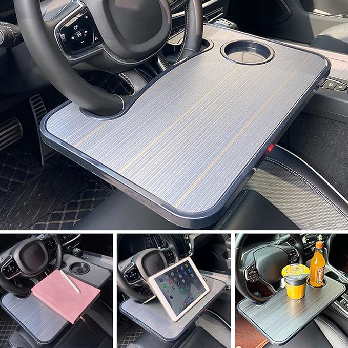 Table de Voiture Multifonction – Plateau au Volant pour Ordinateur, Repas et Porte-Café
