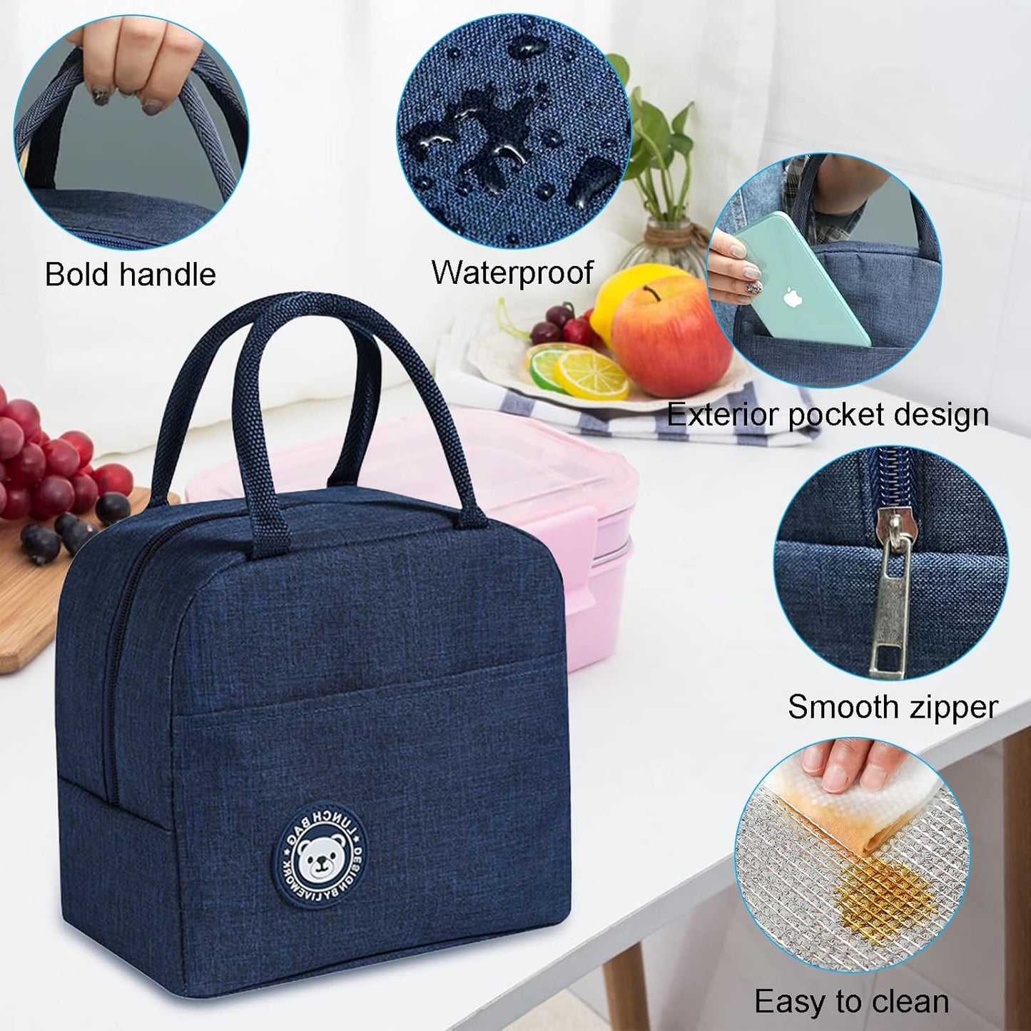 Sac à Lunch Isotherme et Imperméable avec 2 boites conserves offerts