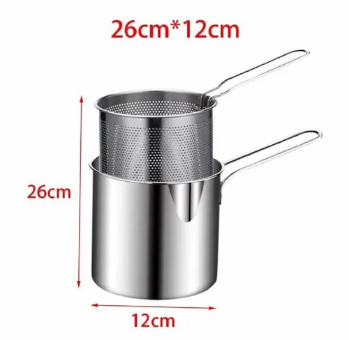Friteuse Casserole Inox avec Panier Égoutteur – Spéciale Fritures & Cuisson Rapide