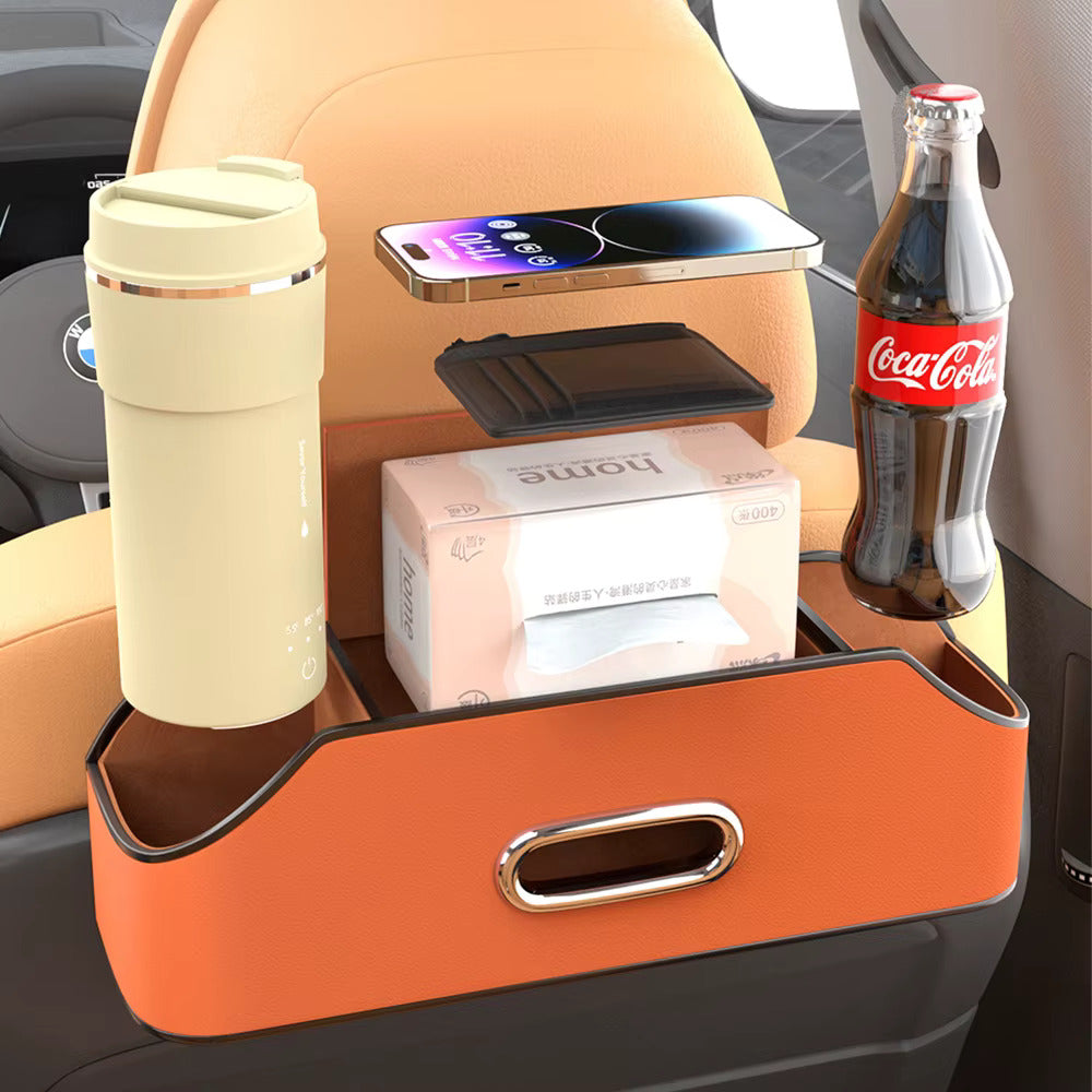 Boîte de rangement multifonctionnelle pour mouchoirs en cuir de voiture, papier de siège arrière, porte-gobelet à eau