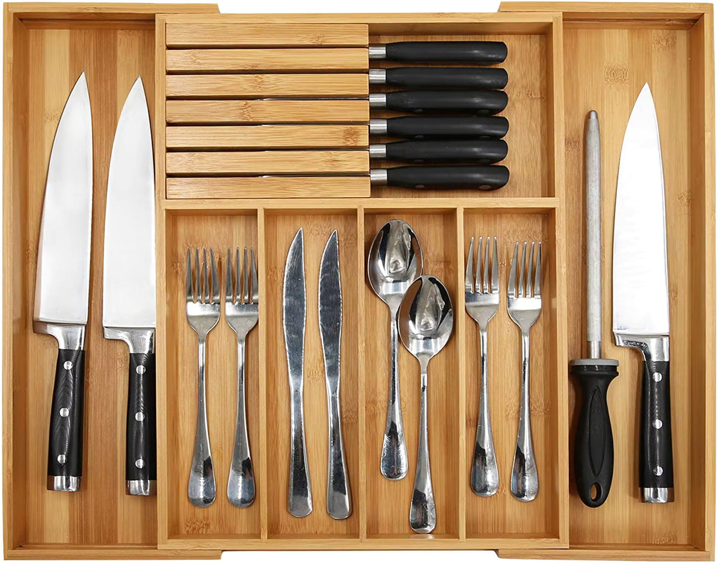 Organisateur de tiroir en bambou extensible