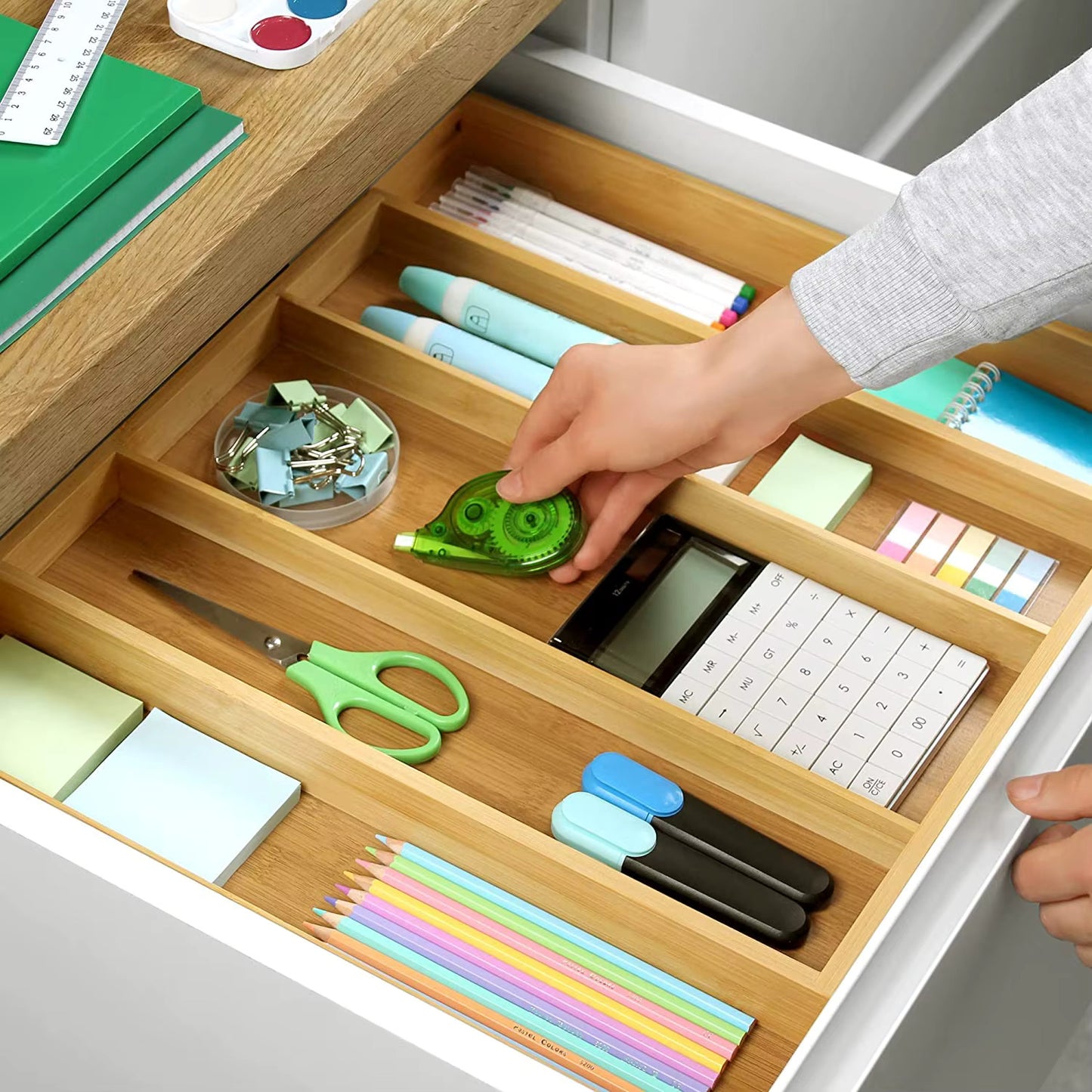Organisateur de tiroir en bambou extensible