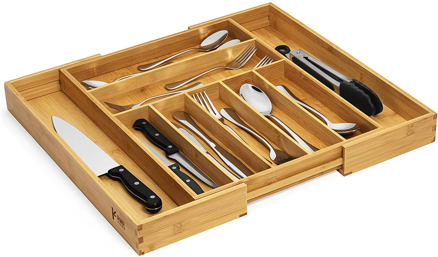 Organisateur de tiroir en bambou extensible