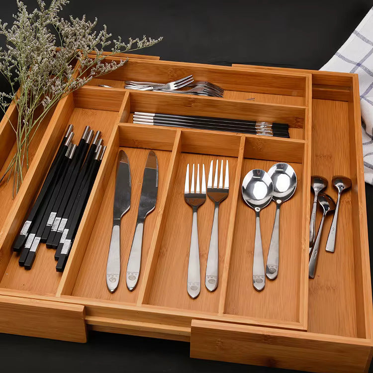 Organisateur de tiroir en bambou extensible