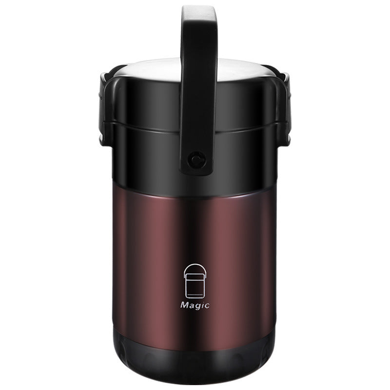 Thermos Isotherme en Acier Inoxydable avec Compartiments Séparés et Sangle Ajustable