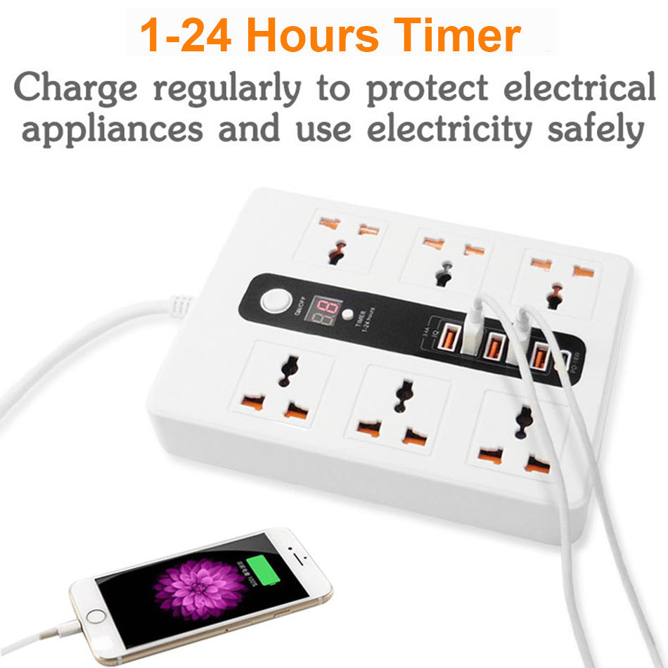 Rallonge universelles et 6 prises de courant usb protection contre les courts-circuits
