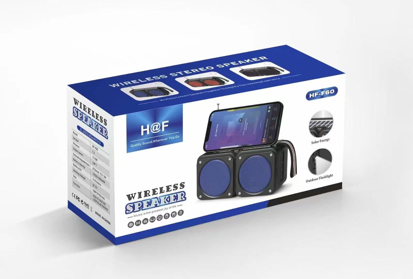 Panneau Solaire Portable sans Fil avec Haut-parleur, Lampe de Poche et Radio FM