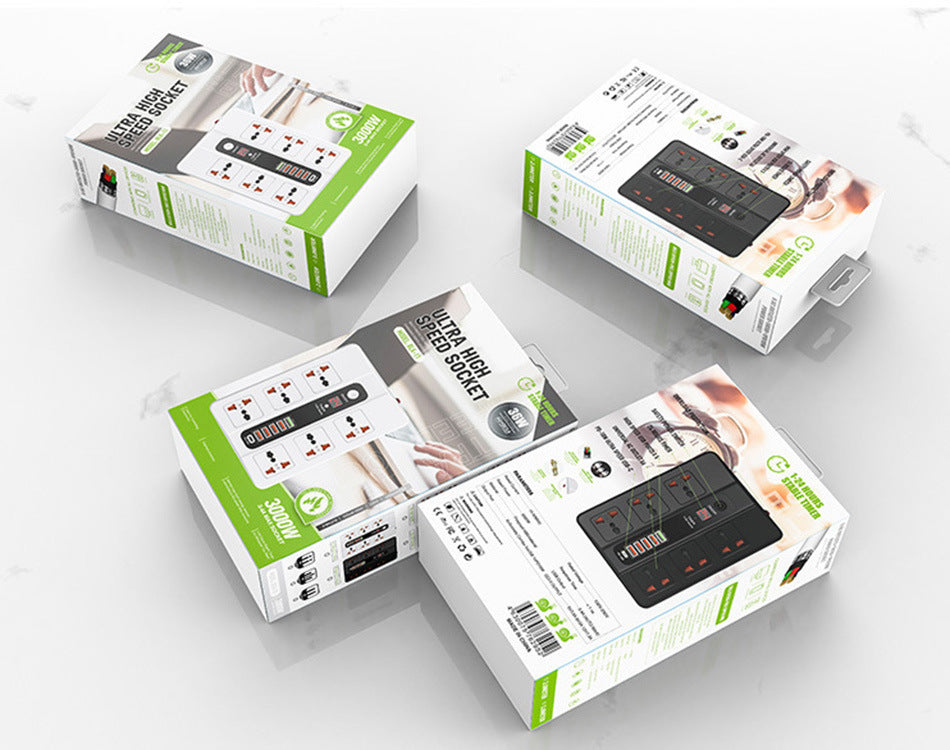 Rallonge universelles et 6 prises de courant usb protection contre les courts-circuits