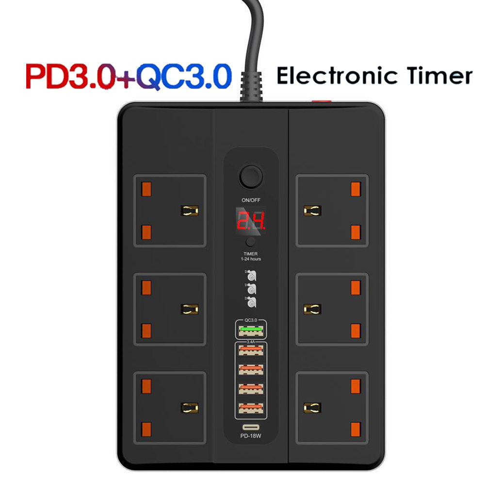 Rallonge universelles et 6 prises de courant usb protection contre les courts-circuits