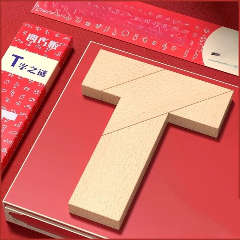 Puzzle en bois en forme de T idéal pour développer la logique