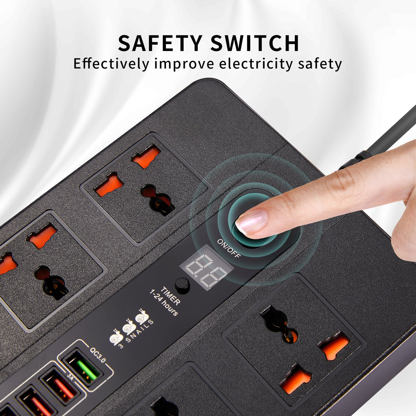 Rallonge universelles et 6 prises de courant usb protection contre les courts-circuits