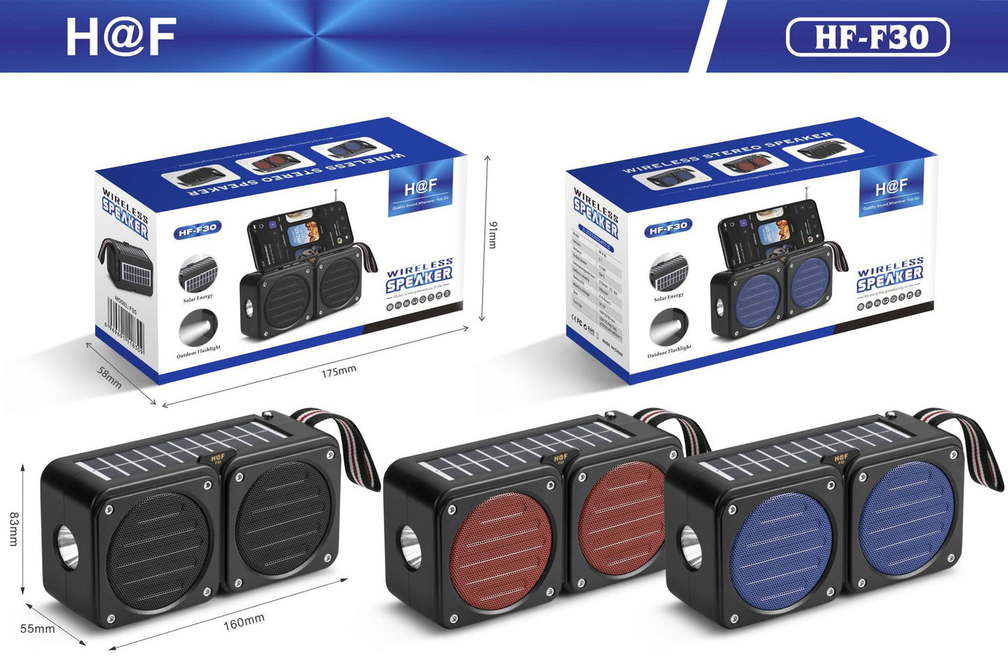 Panneau Solaire Portable sans Fil avec Haut-parleur, Lampe de Poche et Radio FM