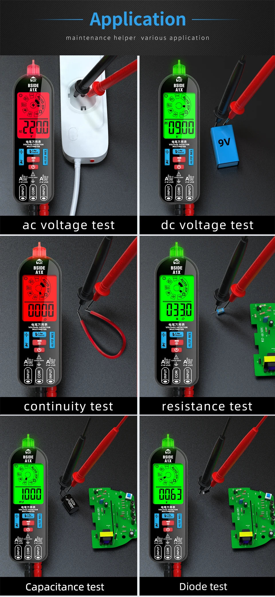 Multimètre numérique intelligent professionnel, testeur aste, AC, DC, sans contact, NCV, puzzles à diode automatiques, pointeur d'installation