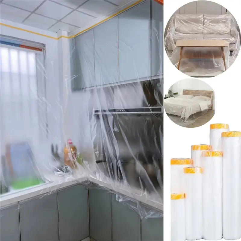 Ruban de protection en plastique multifonction 10 mètres de long sur 3 mètres de large, pour couvrir et protéger diverses surfaces