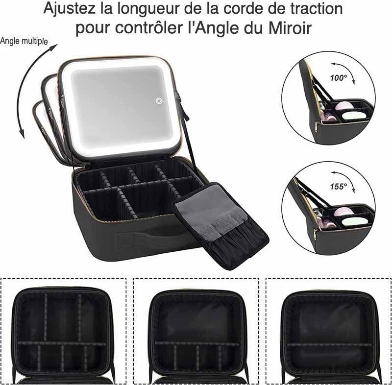 Sac de Maquillage avec Miroir LED Intégré