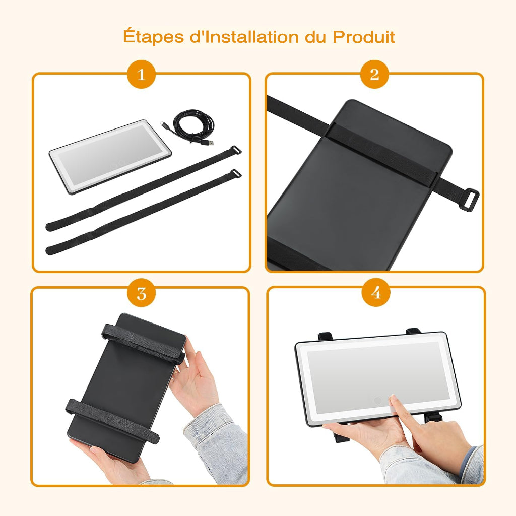 Miroir de Pare-Soleil pour Voiture avec LED Rechargeables - Grande Taille