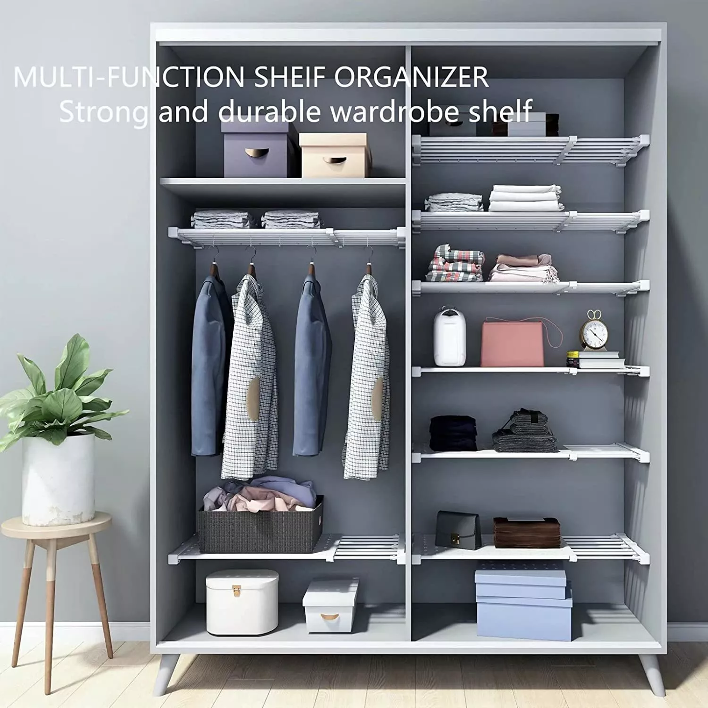 Organisateur d'étagères de placard extensible