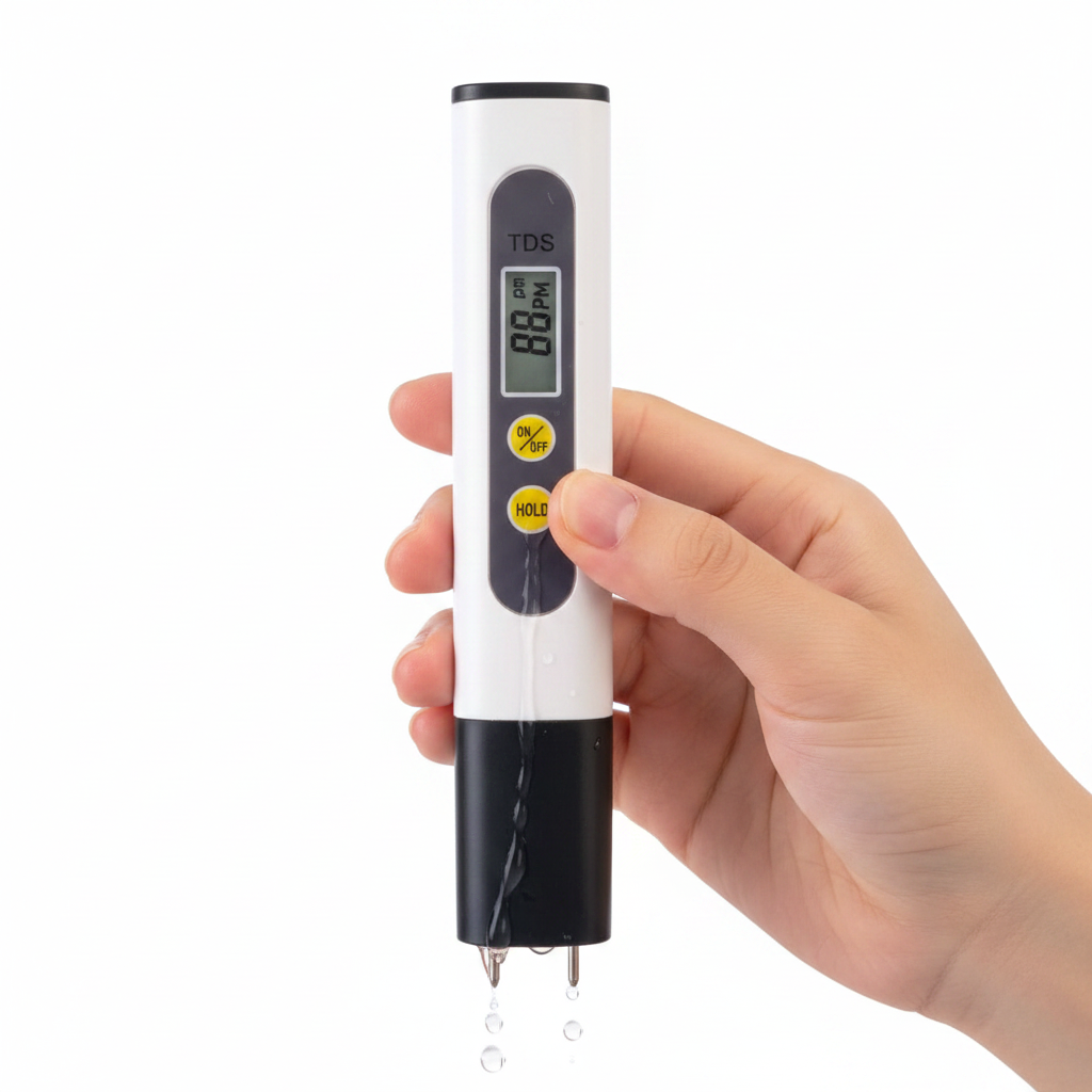 TDS meter gros plan LCD