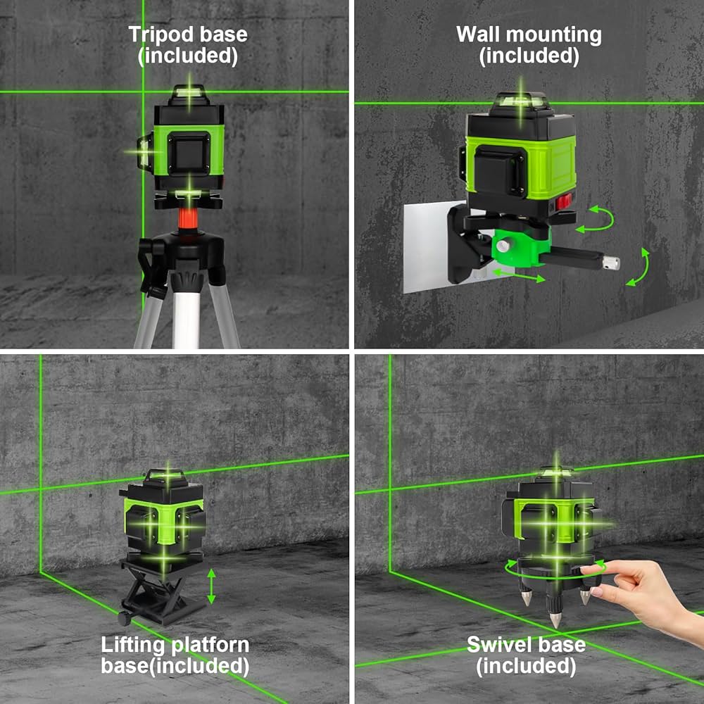 Niveau Laser 4D Multifonction – 16 Lignes Autonivelant avec Trépied Réglable et Batterie Rechargeable