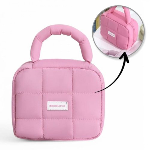 Trousse de maquillage rembourrée avec poignée idéale pour les jeunes femmes
