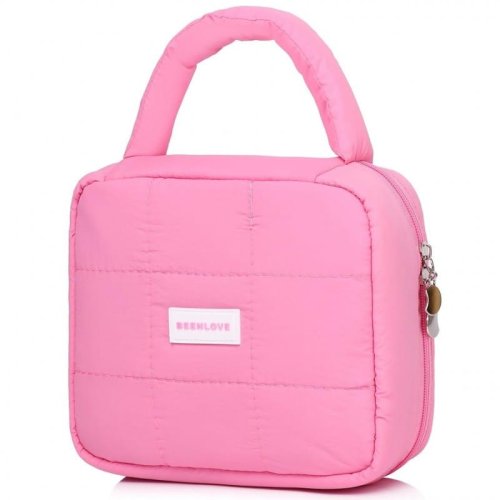 Trousse de maquillage rembourrée avec poignée idéale pour les jeunes femmes