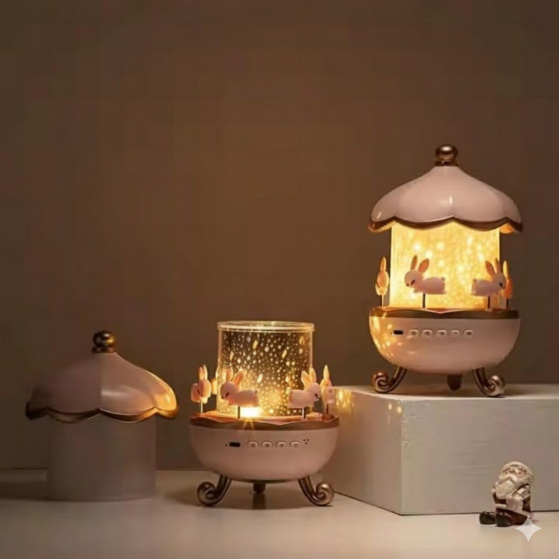 Veilleuse Projecteur Carrousel Lapins – Lumière Magique pour Chambre Enfant